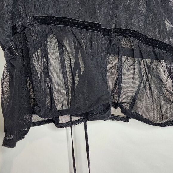 3X 22W 24W Black Marabou Flyaway Bralette Thong Set Lingerie 50s Pinup Sheer NWT - Picture 8 of 11